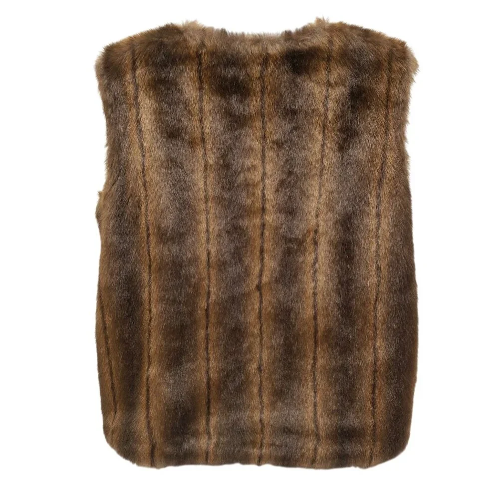 Denim & Co Womens Reversible Denim Vest Button Jacket Faux Fur Size Large - Picture 5 of 10